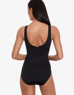 Lauren Ralph Lauren Beach Club Solids Ring OTS Swimsuit - Black Best
