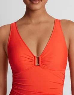 Lauren Ralph Lauren Beach Club Solids Ring OTS Swimsuit - Persimmon Online