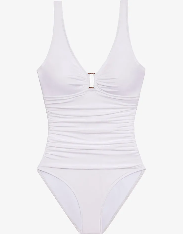 Lauren Ralph Lauren Beach Club Solids Ring OTS Swimsuit - White Outlet