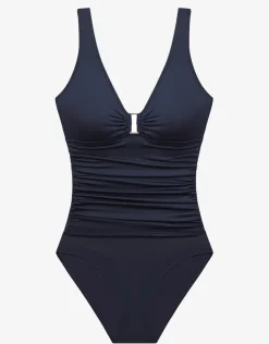 Lauren Ralph Lauren Beach Club Solids Ring OTS Underwired Swimsuit - Dark Navy Best