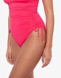 Lauren Ralph Lauren Beach Club Solids Ruched Strapless Swimsuit - Passionfruit Fashion