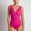 Lauren Ralph Lauren Beach Club Solids Ruffle Surplice Underwired Swimsuit - Freesia Pink Sale