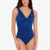 Lauren Ralph Lauren Beach Club Solids Ruffle Swimsuit - Sapphire Clearance