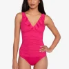 Lauren Ralph Lauren Beach Club Solids Ruffle Swimsuit - Orchid Hot