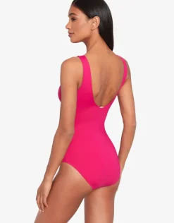 Lauren Ralph Lauren Beach Club Solids Ruffle Swimsuit - Orchid Hot