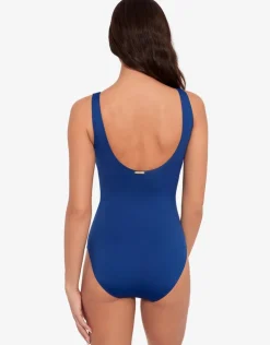 Lauren Ralph Lauren Beach Club Solids Ruffle Swimsuit - Sapphire Clearance