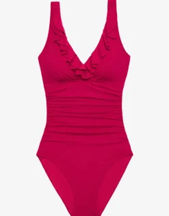 Lauren Ralph Lauren Beach Club Solids Ruffle Swimsuit - Orchid Hot