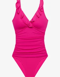 Lauren Ralph Lauren Beach Club Solids Ruffle Surplice Underwired Swimsuit - Freesia Pink Sale