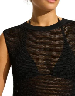 Seafolly Beach Edit Maxi Knit Dress - Black Clearance