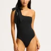 Seafolly Beau One Shoulder Swimsuit - Black Hot