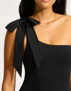 Seafolly Beau One Shoulder Swimsuit - Black Hot