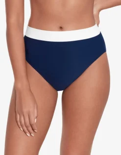 Lauren Ralph Lauren Bel Air High Waist Bikini Pant - Navy and White Hot