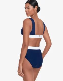 Lauren Ralph Lauren Bel Air High Waist Bikini Pant - Navy and White Hot