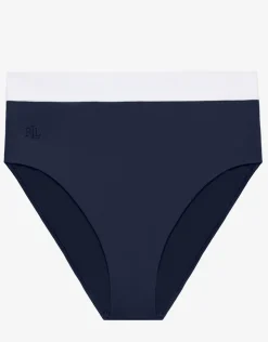 Lauren Ralph Lauren Bel Air High Waist Bikini Pant - Navy and White Hot