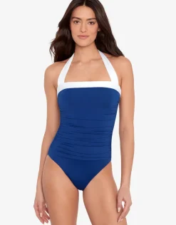 Lauren Ralph Lauren Bel Air Mio Bandeau Swimsuit - Sapphire New