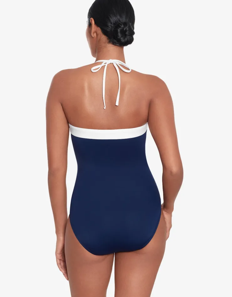 Lauren Ralph Lauren Bel Air Modern Bandeau Swimsuit - Navy and White New
