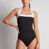 Lauren Ralph Lauren Bel Air Shirred Bandeau Mio Swimsuit - Black and White Best