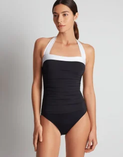 Lauren Ralph Lauren Bel Air Shirred Bandeau Mio Swimsuit - Black and White Best