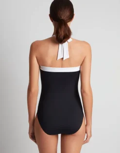 Lauren Ralph Lauren Bel Air Shirred Bandeau Mio Swimsuit - Black and White Best