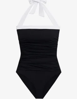 Lauren Ralph Lauren Bel Air Shirred Bandeau Mio Swimsuit - Black and White Best
