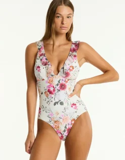 Sea Level Belle Frill Swimsuit - Coconut Sale
