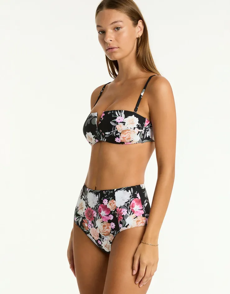 Sea Level Belle Panelled High Waist Bikini Pant - Black Fashion
