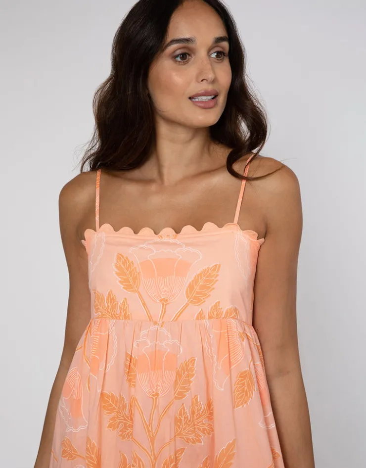 Juliet Dunn Bellflower Tie Back Midi Dress - Peach Discount
