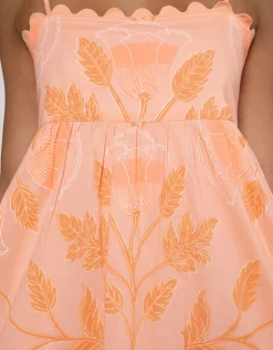 Juliet Dunn Bellflower Tie Back Midi Dress - Peach Discount