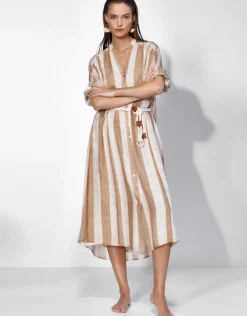 Maryan Mehlhorn Belted Long Dress - Sand Ivory Discount