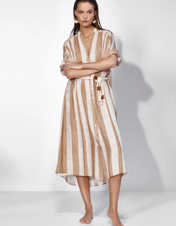 Maryan Mehlhorn Belted Long Dress - Sand Ivory Discount