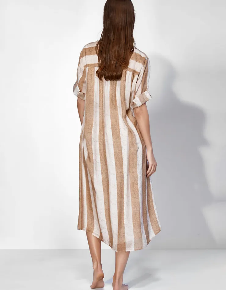 Maryan Mehlhorn Belted Long Dress - Sand Ivory Discount
