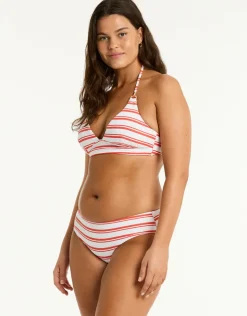 Sea Level Biarritz Mid Bikini Pant - White and Red Stripe Online