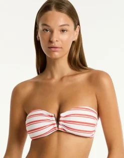 Sea Level Biarritz V Bar Bandeau Bikini Top - Flame Discount