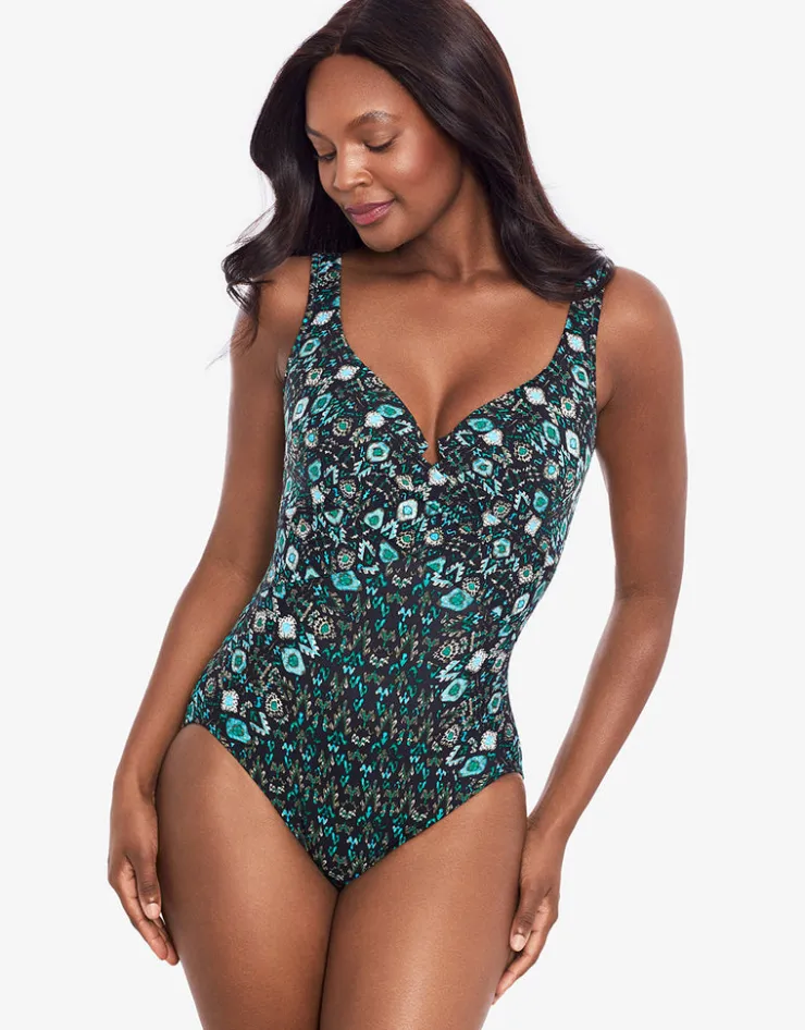 Miraclesuit Bijoux Criss-Cross Escape Swimsuit - Green Sale