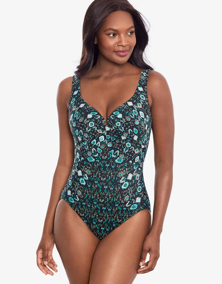 Miraclesuit Bijoux Criss-Cross Escape Swimsuit - Green Sale