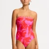 Seafolly Birds of Paradise DD Bandeau Swimsuit - Chilli Red Discount