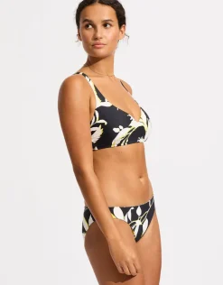 Seafolly Birds of Paradise DD Sweetheart Halter Bikini Top - Black Fashion