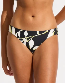 Seafolly Birds of Paradise Reversible Hipster Bikini Pant - Black Best