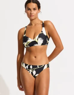 Seafolly Birds of Paradise Reversible Hipster Bikini Pant - Black Best