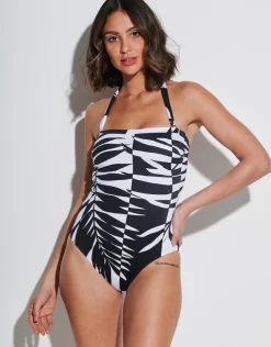 Roidal Black and White Bandeau Swimsuit New