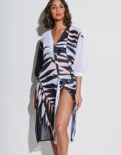Roidal Black and White Midi Beach Shirt Online