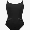 Maryan Mehlhorn Blackout Hand Embroidered Swimsuit - Black New