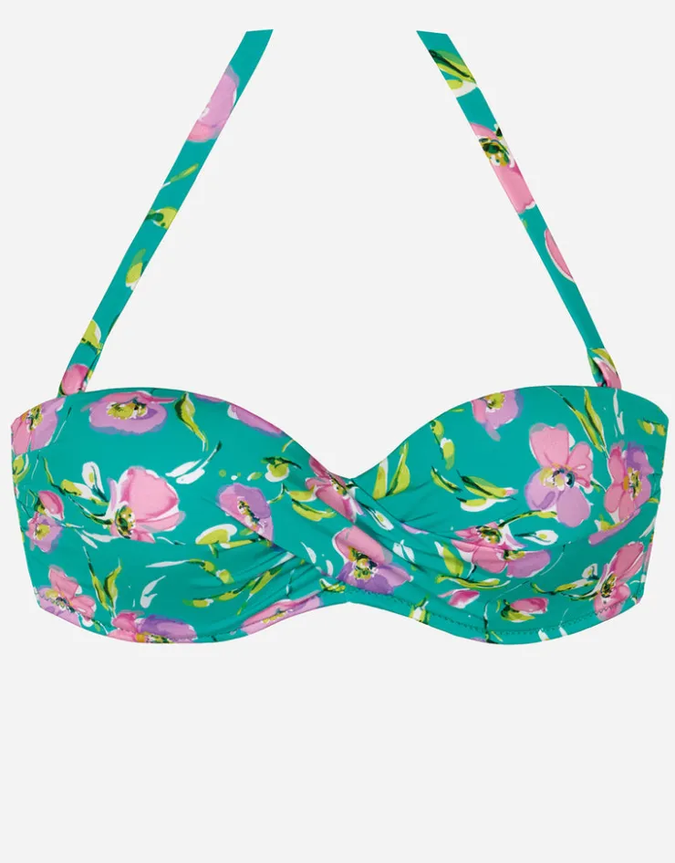Tessy Blume Bandeau Bikini Top - Mint Floral Hot
