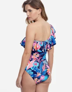 Gottex Bohemian Gypsy Ruffle One Shoulder Swimsuit - Navy Fashion