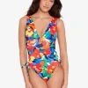 Lauren Ralph Lauren Bold Abstract Floral Ruched Plunge Swimsuit Online