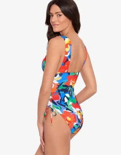 Lauren Ralph Lauren Bold Abstract Floral Ruched Plunge Swimsuit Online