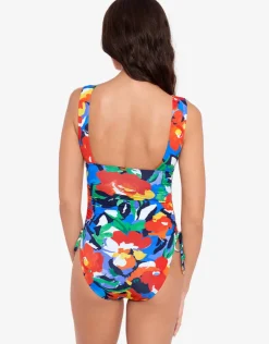 Lauren Ralph Lauren Bold Abstract Floral Ruched Plunge Swimsuit Online