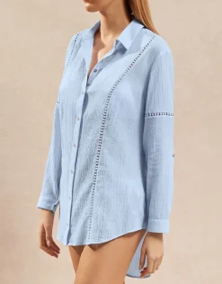 Heidi Klein Bora Bora Lace Detail Kaftan - Blue Outlet