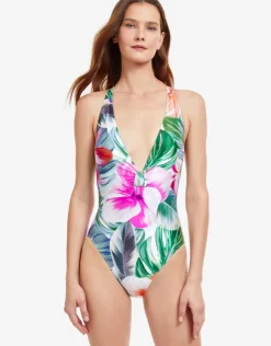 Gottex Bora Bora Plunge Swimsuit - White Clearance