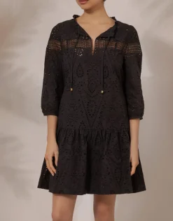 Heidi Klein Borneo Lace Insert Mini Tunic - Black Best